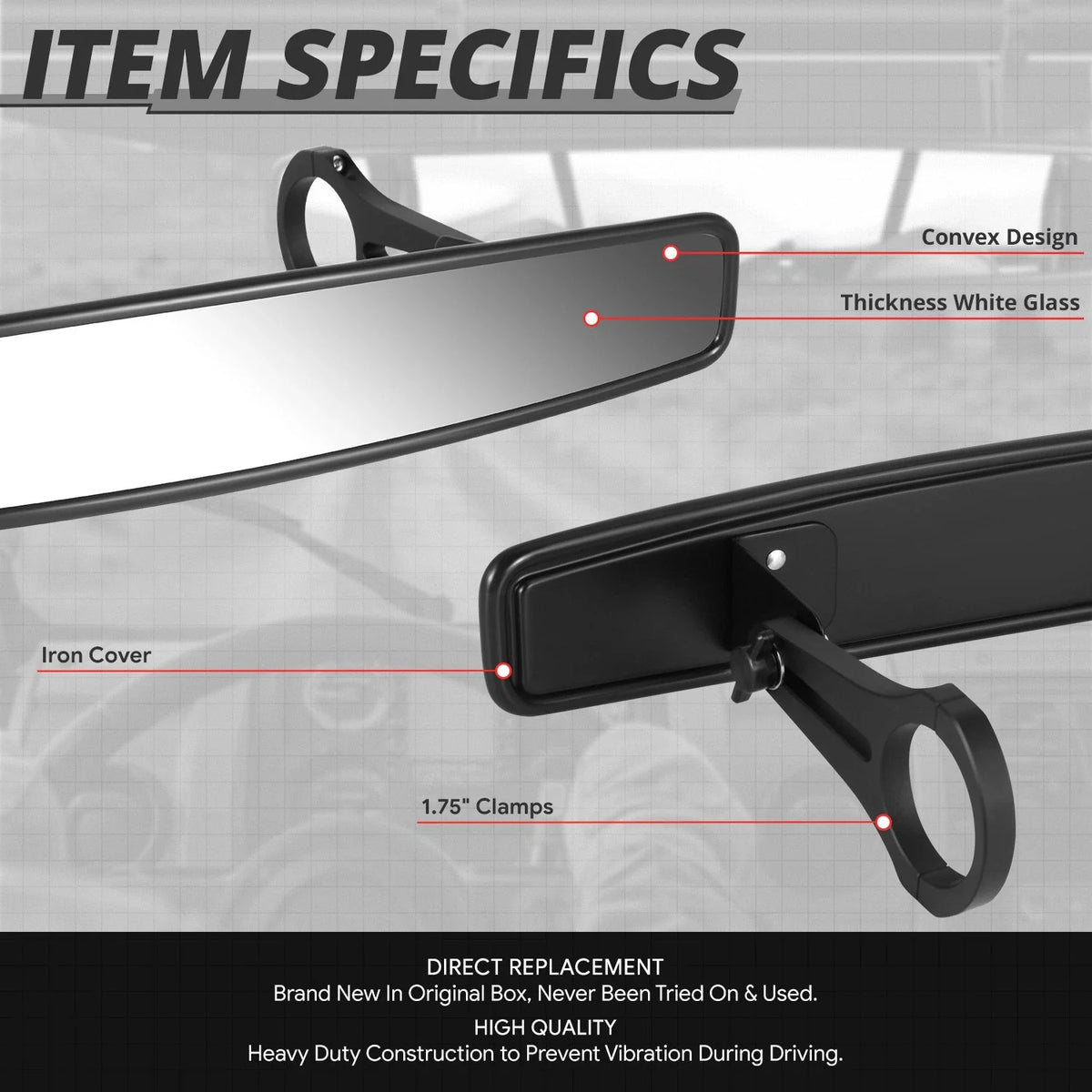 Universal UTV Rearview Mirror Clamp for Roll Cage Bar 1.75/2"