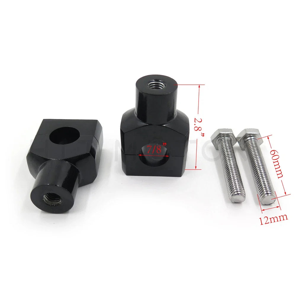 Black Handlebar Riser Clamp for 7/8" 22mm Universal Motorcycle Fitment