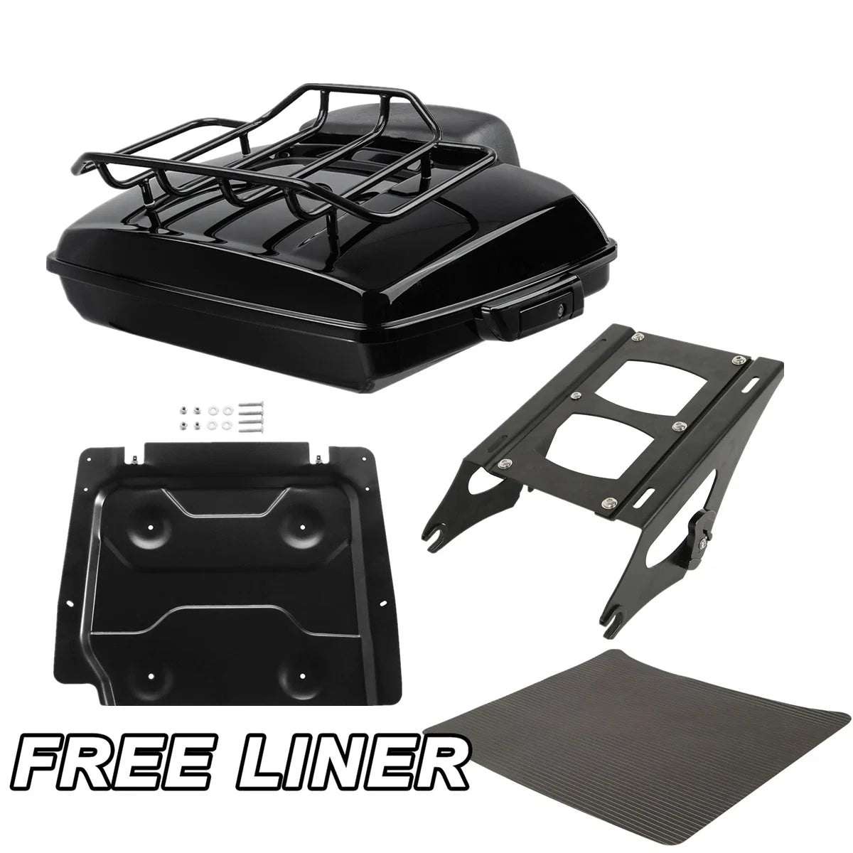 Mount Rack Base Plate with Backrest Pad for Harley Touring Glide 2014-2025