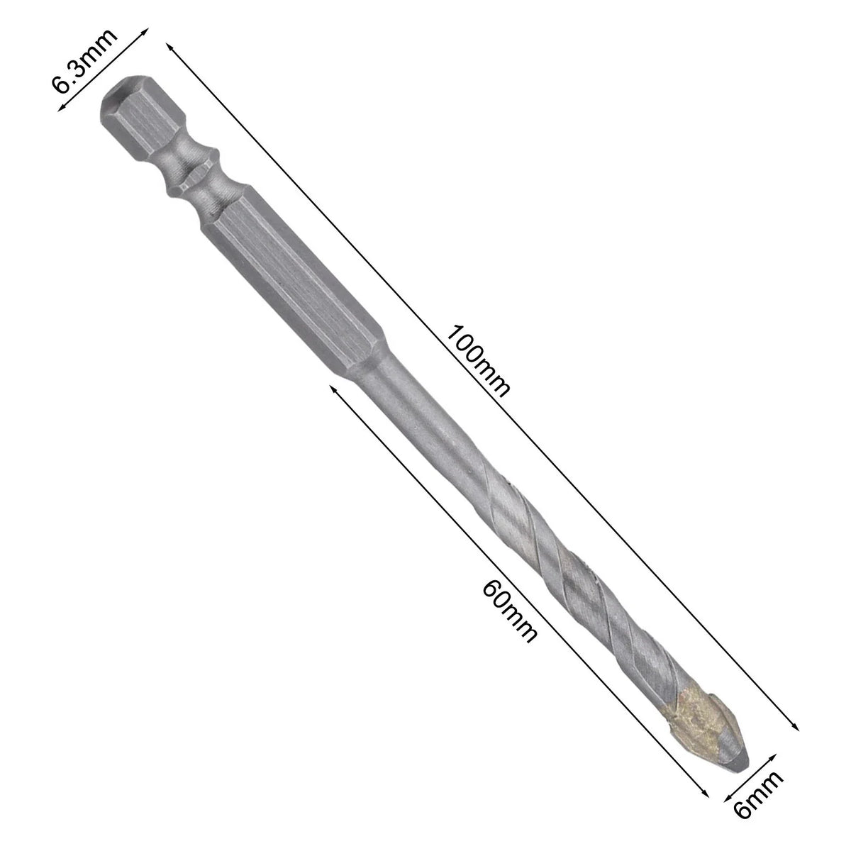 Set of 4 Hex Shank Eccentric Drill Bits 6mm 8mm 10mm 12mm for Tile Wood Glass Plastic