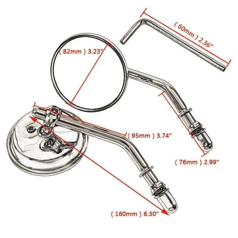 Round Chrome Mirrors for Harley Softail, Road King, Dyna Motorcycles