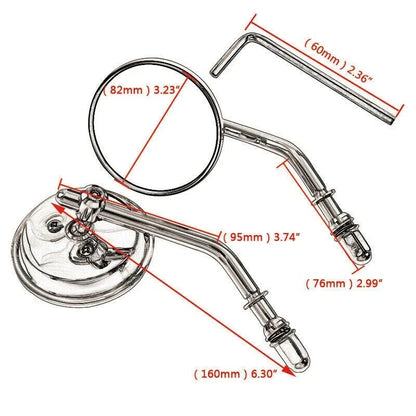 Round Chrome Mirrors for Harley Softail, Road King, Dyna Motorcycles