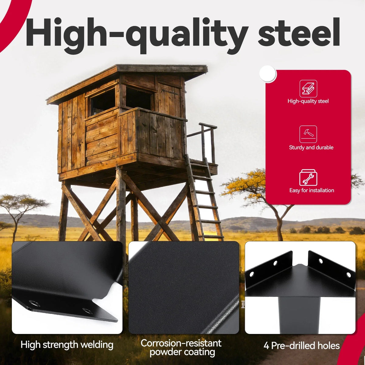 4 Heavy Duty Tree Stand Elevator Brackets for Deer Hunting