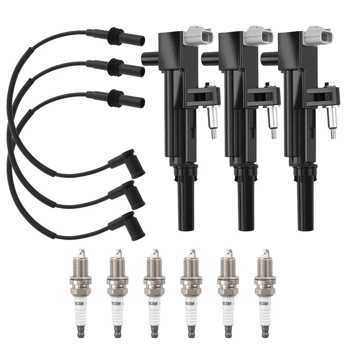 Ignition Coil, Spark Plug & Wire Kit - 3 Coils, 6 Plugs, 3 Wires