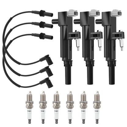 Ignition Coil, Spark Plug & Wire Kit - 3 Coils, 6 Plugs, 3 Wires