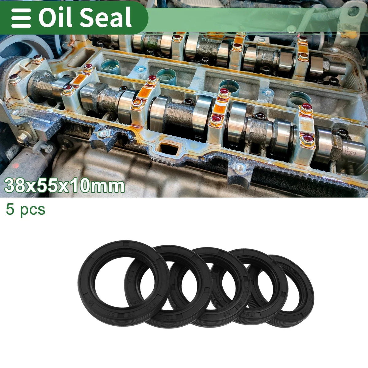 Oil Seal   - NBR Rubber 38x55x10mm Black