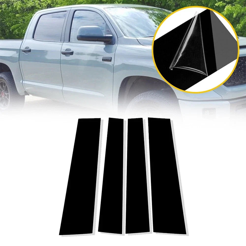 Black Trim Cover Set for Window Pillar Posts on Toyota Tundra 2007-2021