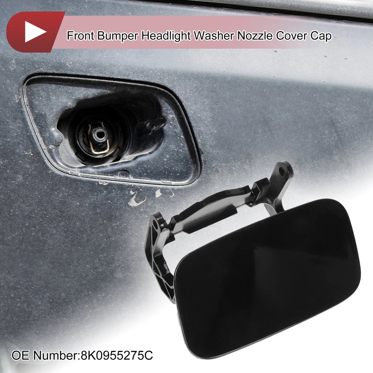 Front Left Washer Nozzle Cover Cap for Audi A4 S4 (2013–2015) 1 Pcs Black