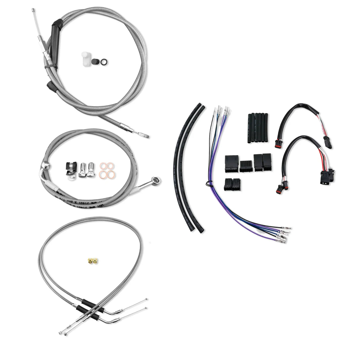 12" Brake Line Kit in Chrome for Harley Softail (2011–2015) No ABS