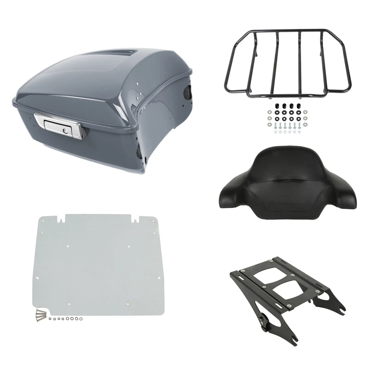 Trunk Backrest Plate Mount Rack - Harley Touring (2014–2026) - Gunship Gray