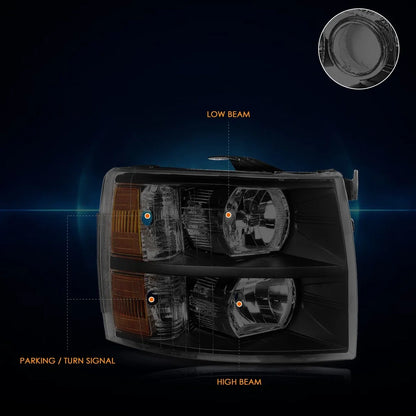 Headlight Lamp for Chevy Silverado (2007-2014) with Smoked Housing