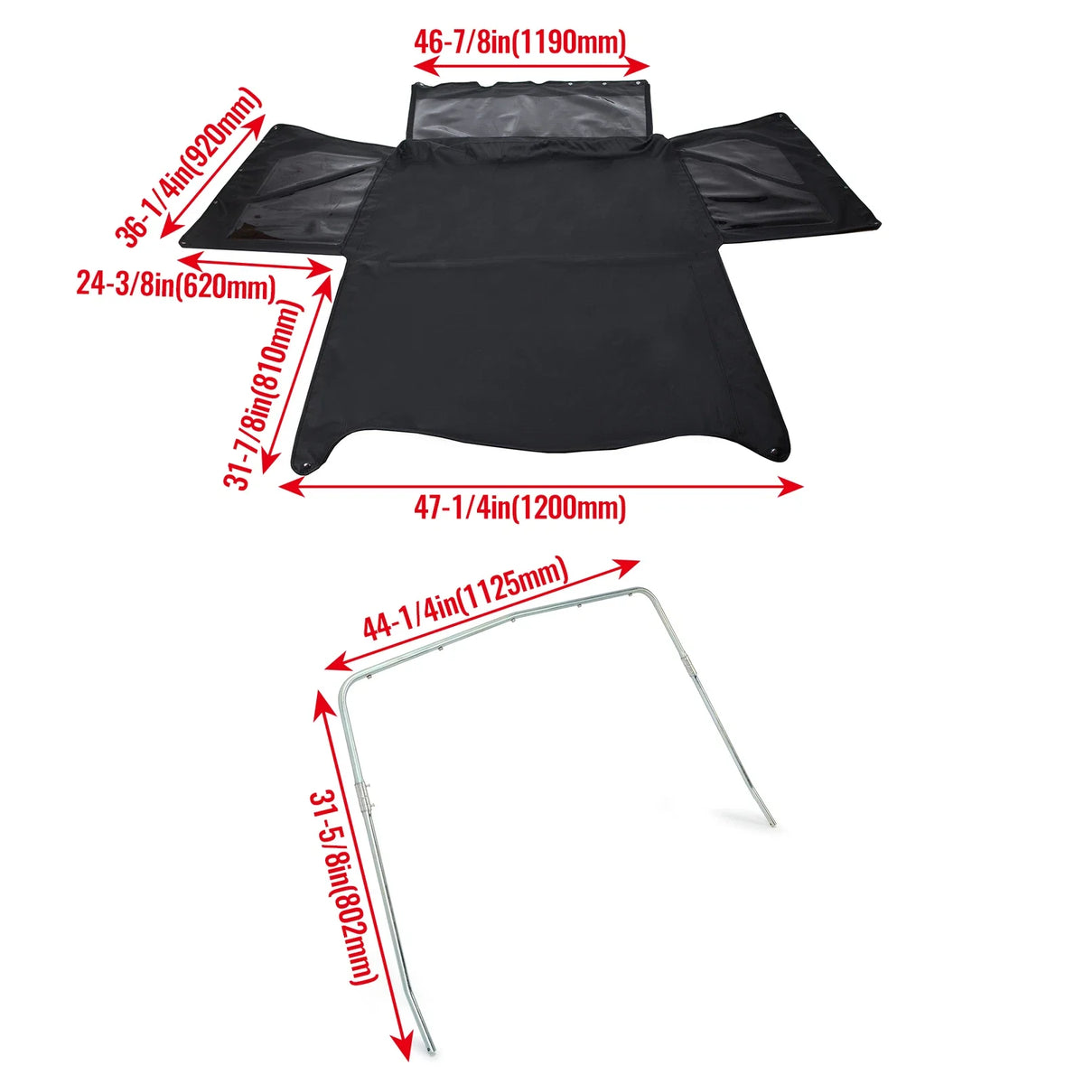 Soft Top with Zippered Windows & Steel Support Bow for Suzuki Samurai (1986–1994)