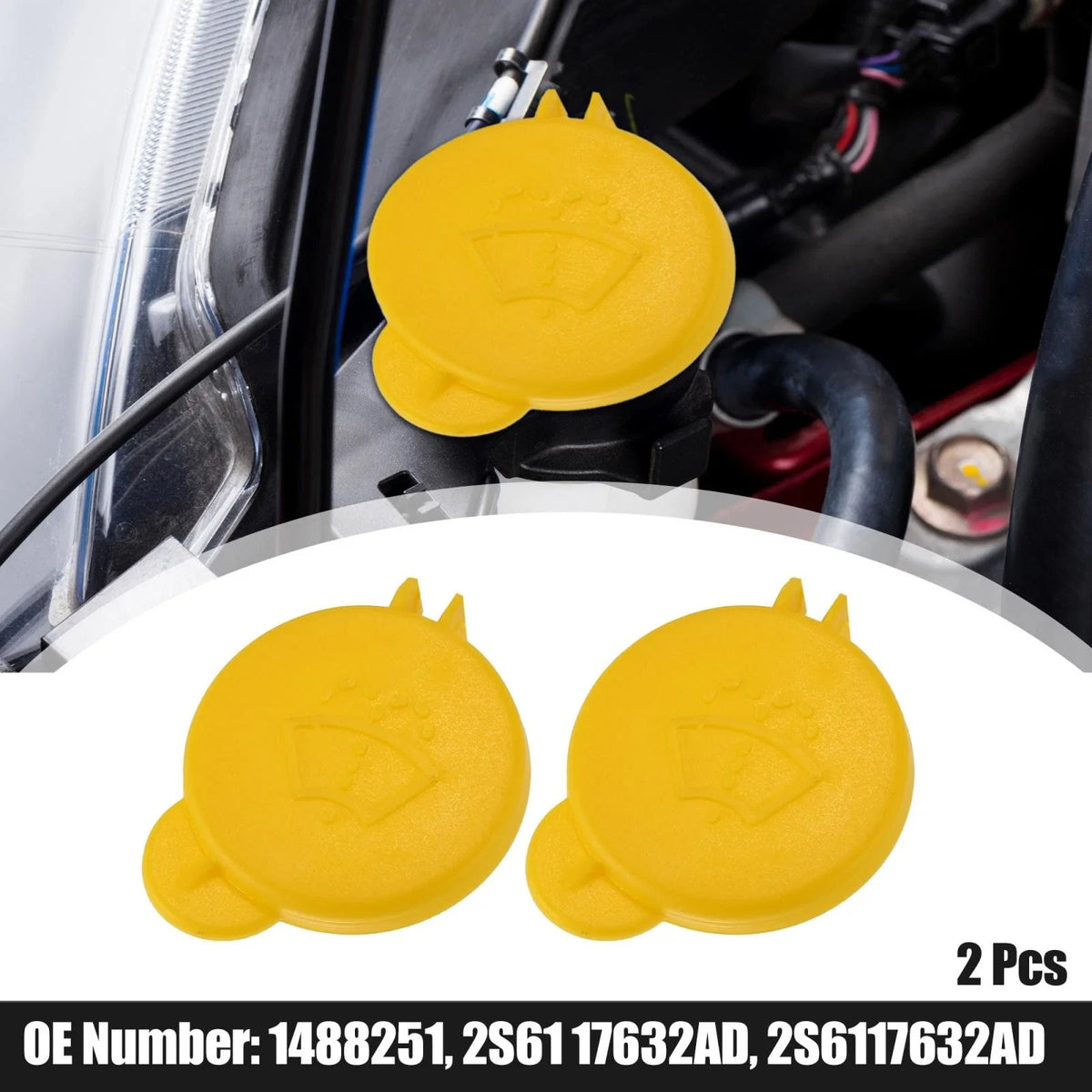 2X Windshield Washer Fluid Reservoir Tank Bottle Cap for Ford (1488251)