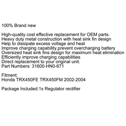 Rectifier Regulator for Honda TRX450FE TRX450FM 2002-2004 GB T9