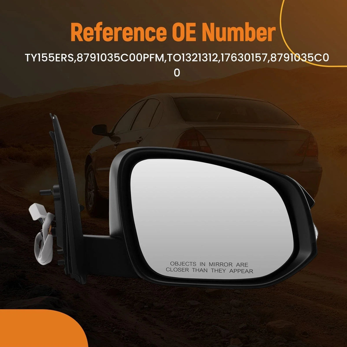 Heated Power Side Mirror Right for Toyota 4Runner (2014–2018) TY155ERS