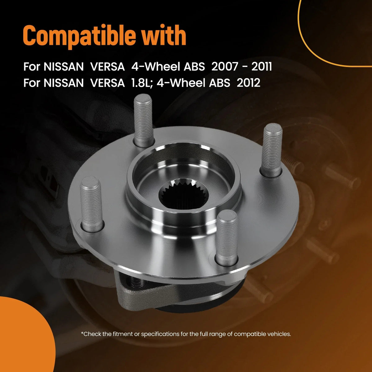 Front Wheel Hub & Bearing Assembly for Nissan Versa (2007–2012) 513373 WE60515 ABS