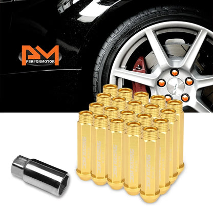 Open End Conical Wheel Lug Nuts 20Pc M12X1.5 Gold + Extension 25mmx90mm