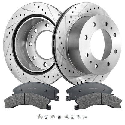 Cross-drilled Brake & Pad Kit for 2011-2019 Chevy Silverado 2500 HD