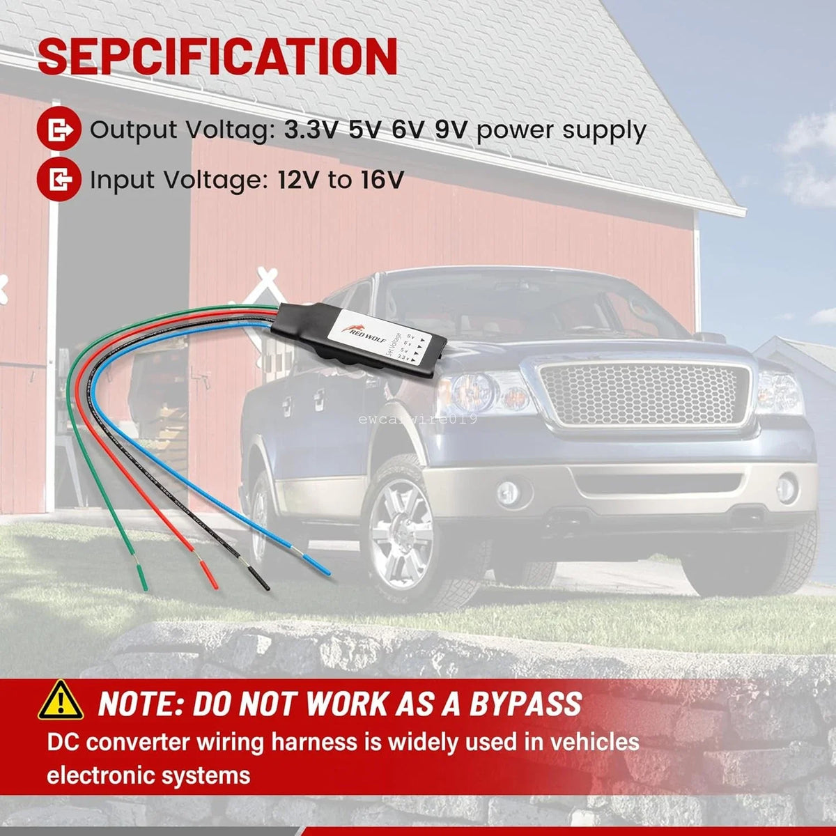 Voltage Regulator DC 12V to 3.3V 5V 6V 9V for Backup Camera