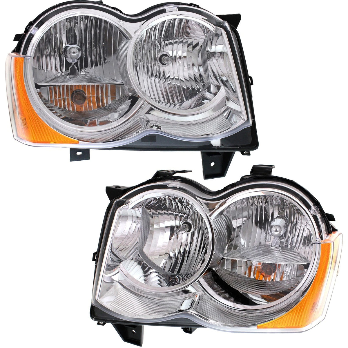 Headlight Set (Left & Right) for Jeep Grand Cherokee (2008–2010) Halogen w/ Bulbs