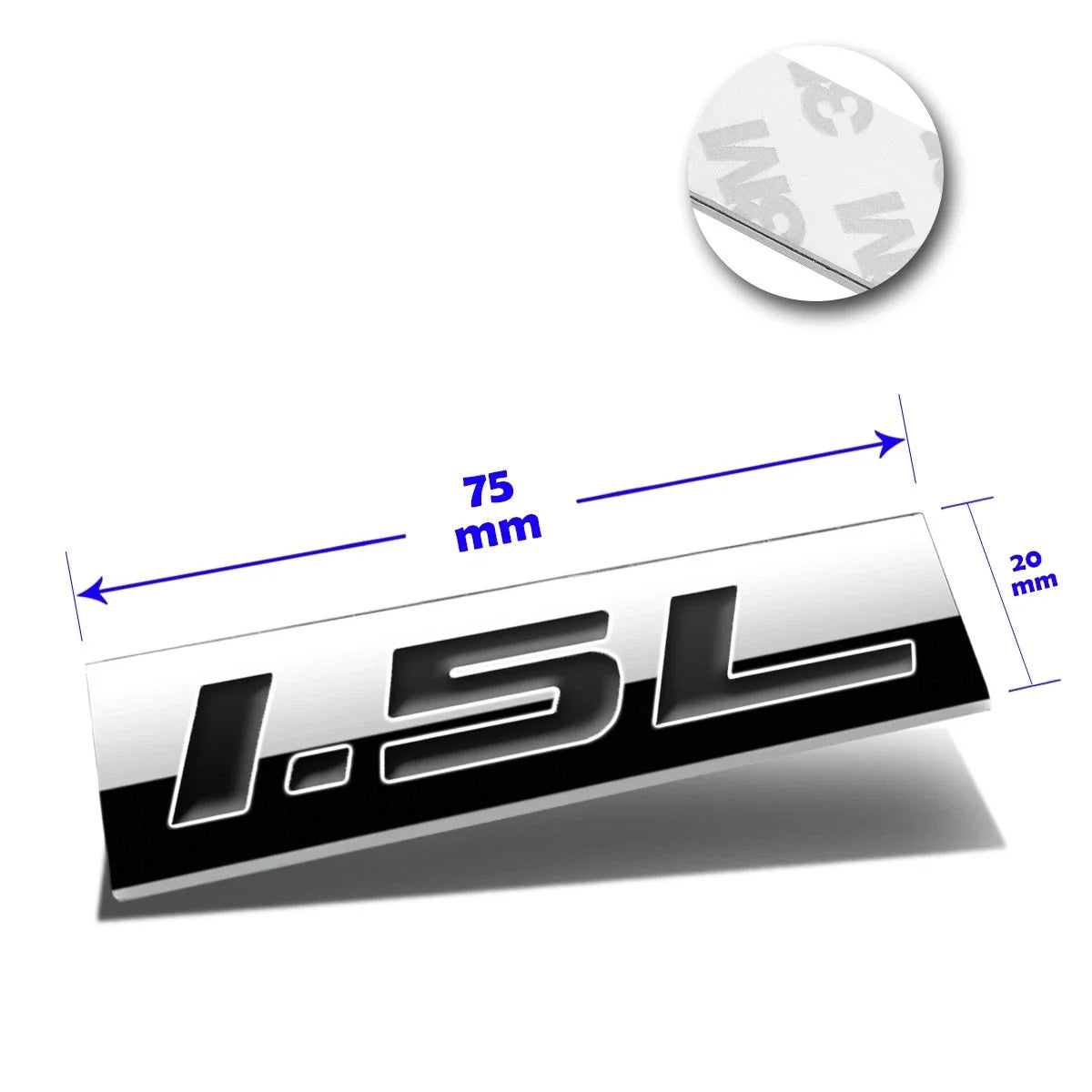 Polished Metal 3D Decal Emblem for Chevrolet Honda Ford Toyota (1.5L)