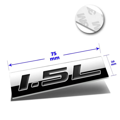 Polished Metal 3D Decal Emblem for Chevrolet Honda Ford Toyota (1.5L)