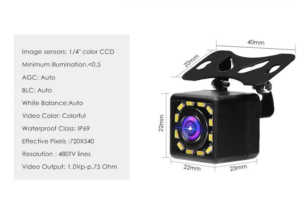12 LED Reverse Camera for Ford with Parking Guide Line