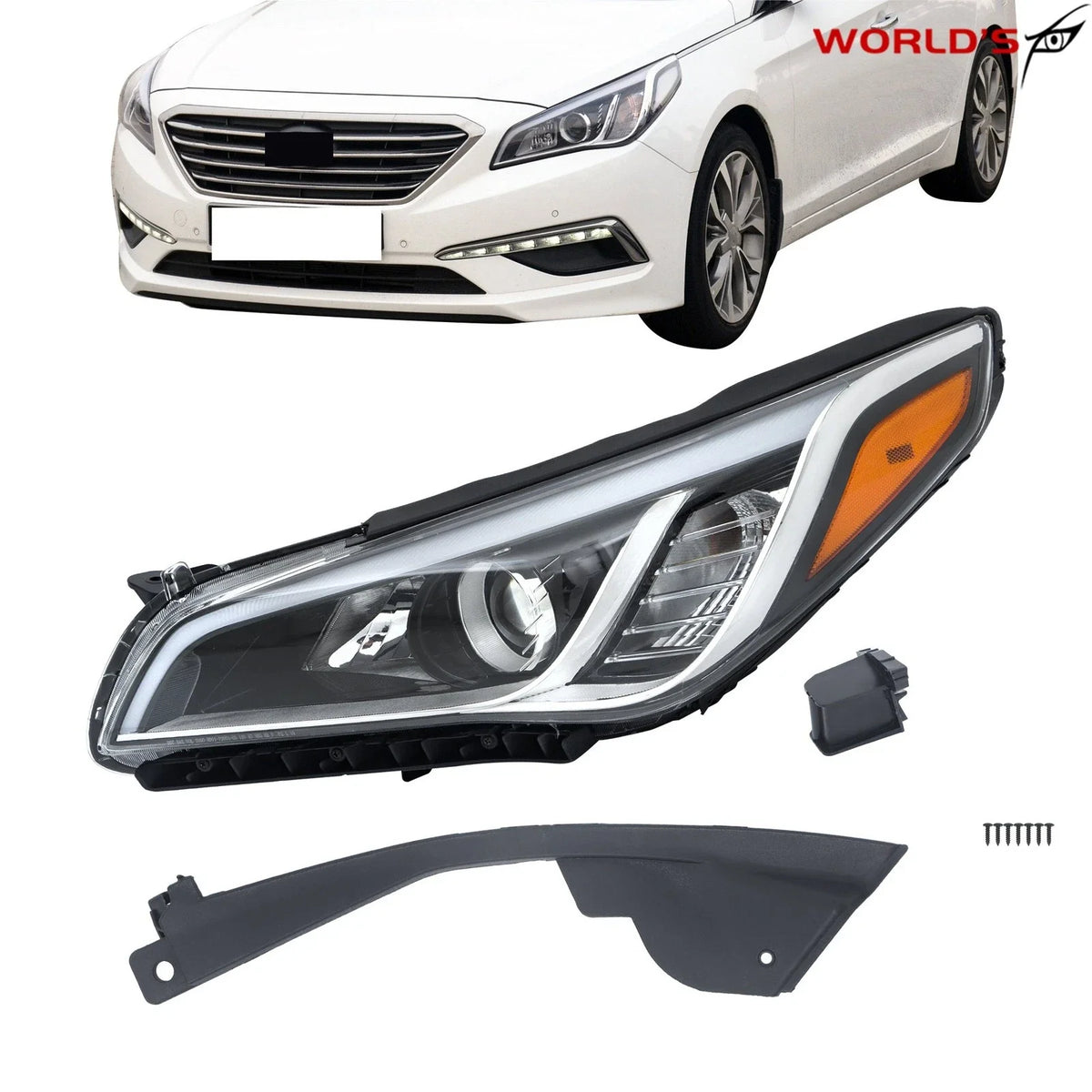 Headlight Assembly for Hyundai Sonata (2015–2017) Halogen Clear Lens Left