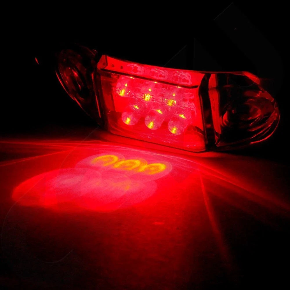 Set of 6 Chrome Plated Base Red LED Marker Running Lights