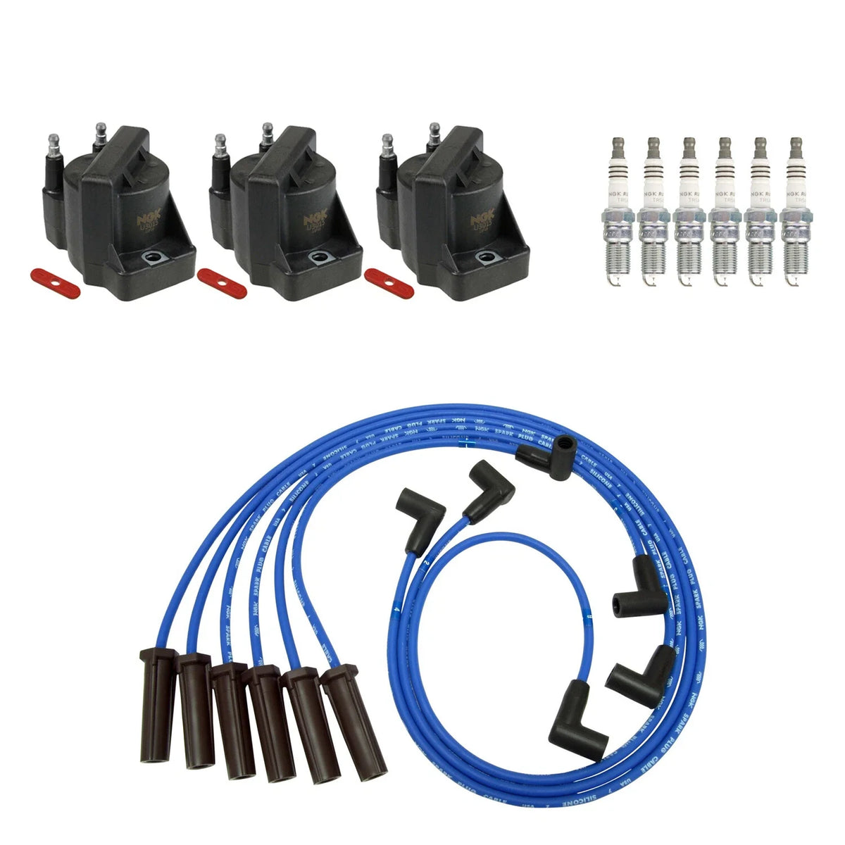 Set of 3 Ignition Coil Wires & 6 Ruthenium Spark Plugs for Impala 3.4 V6 (1994–2005)