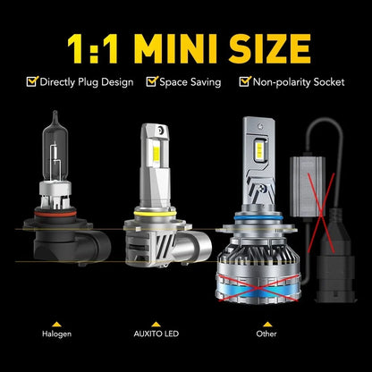 9005 9006 LED Headlight Bulbs Set of 4 by AUXITO for High Low Beam