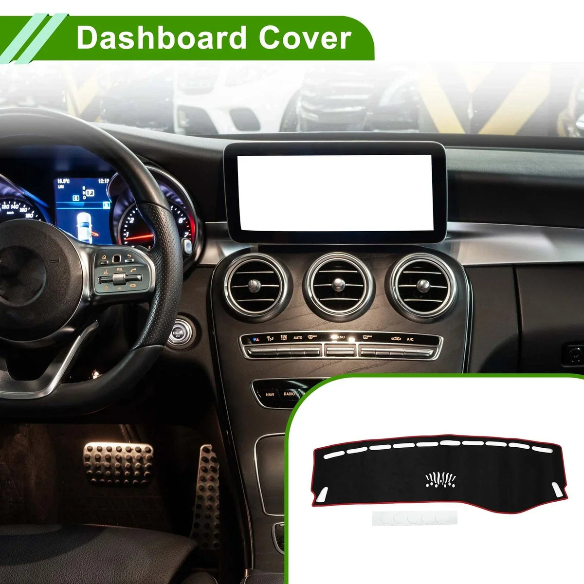 Dashboard Cover Mat in Black Red for C Class W205 (2015-2021) Benz