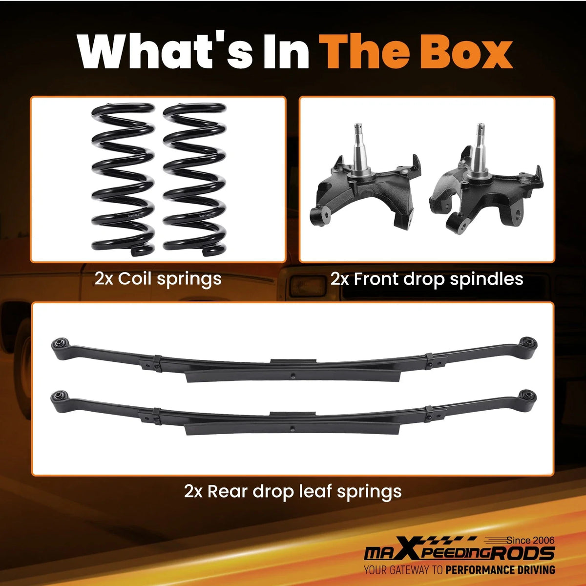 4" Drop Suspension Lowering Kit for Silverado Sierra 1500 (1988–1998) 2WD