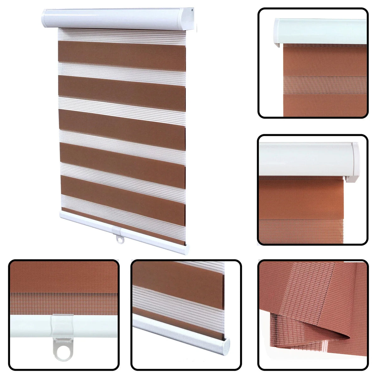 Horizontal Zebra Blinds Shade for Day Night Dual Layer Window Curtains