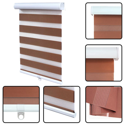 Horizontal Zebra Blinds Shade for Day Night Dual Layer Window Curtains