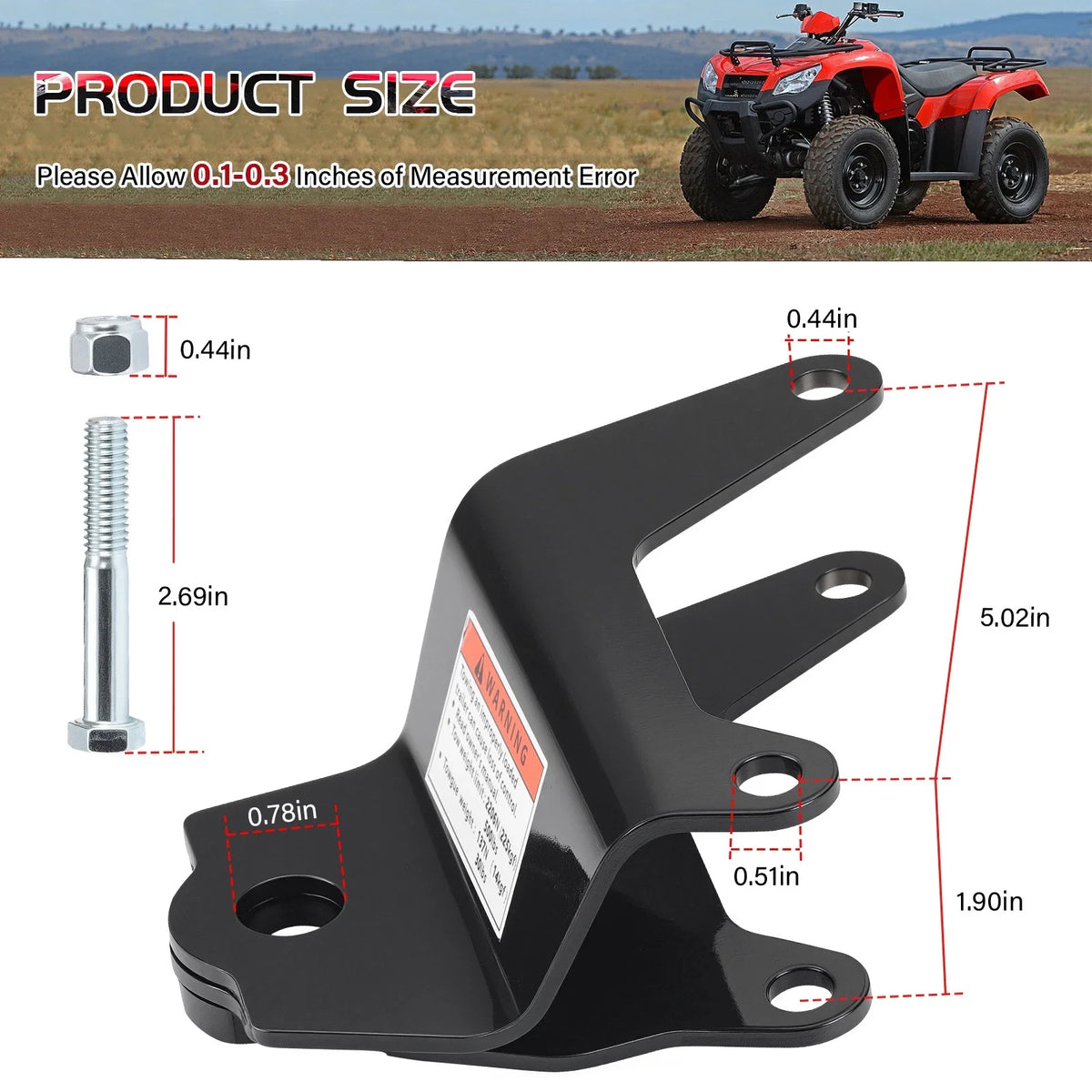 Trailer Hitch for Honda Recon 250 TRX250 TM/TE w/ Bolt 1997-2024