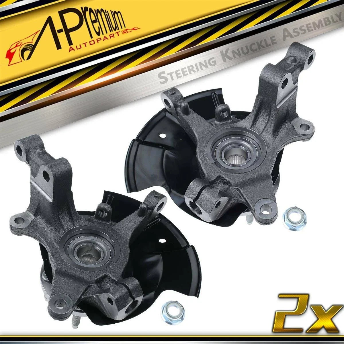 Pair Front Steering Knuckle & Hub Bearing for Ford Edge (2007–2010)