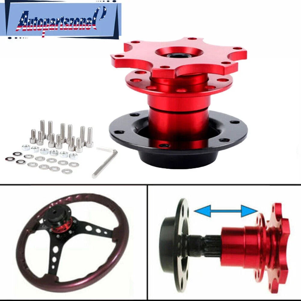 Quick Release Steering Wheel Hub Adapter for Universal Cars (Red)