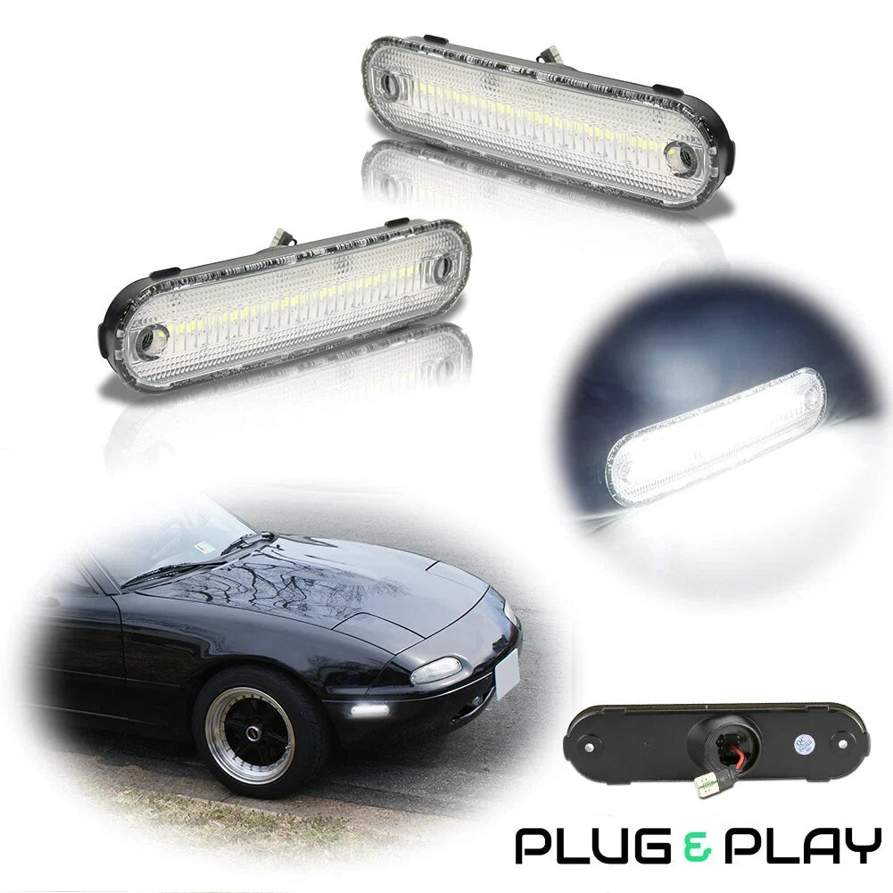 Set of 2 Clear Lens Side Marker Corner Lights for Mazda Miata MX-5