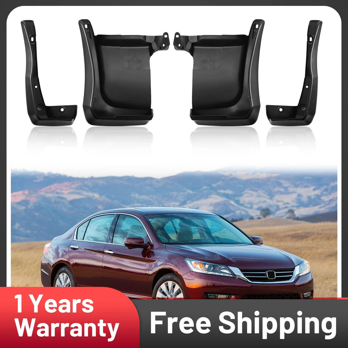 Splash Guards Mud Flaps Shields for 2013–2014 Honda Accord (4-Piece)