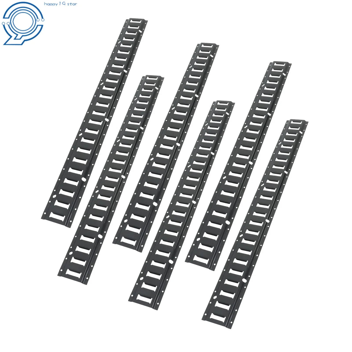 Set of 6 E Track Tie Down Rails for Trailers Vans (Powder-Coat Black)