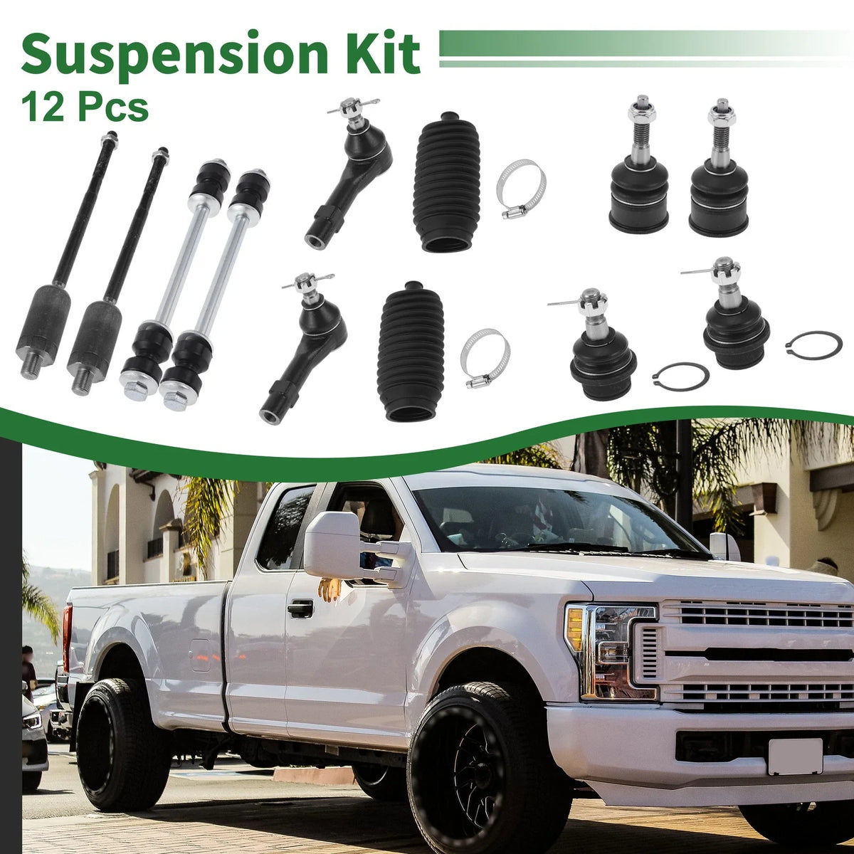 12pcs Front Suspension Kit Tie Rod End Sway Bar Link for Ford Explorer (2002–2010)