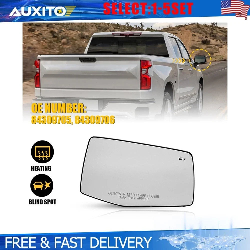 Blind Spot Heated Right Mirror Glass for GMC Sierra 1500 2019-2025