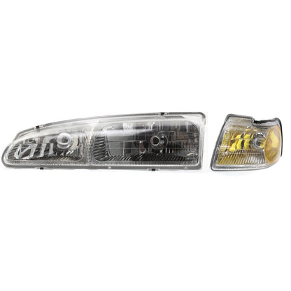 Headlight Kit for Ford Thunderbird Cougar (1996–1997) LH Clear Lens Halogen