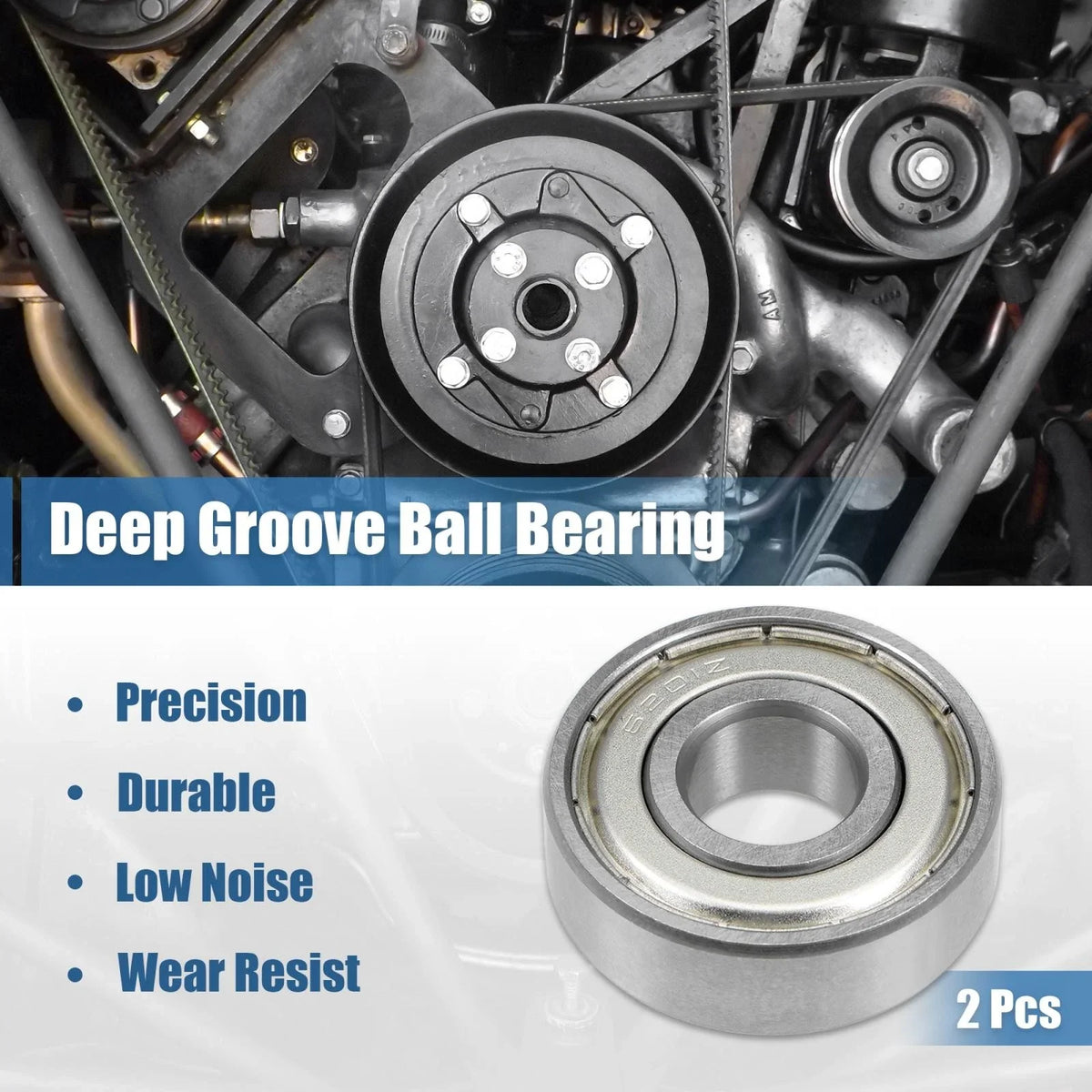 Set of 2 Deep Groove Ball Bearings 6201ZZ  