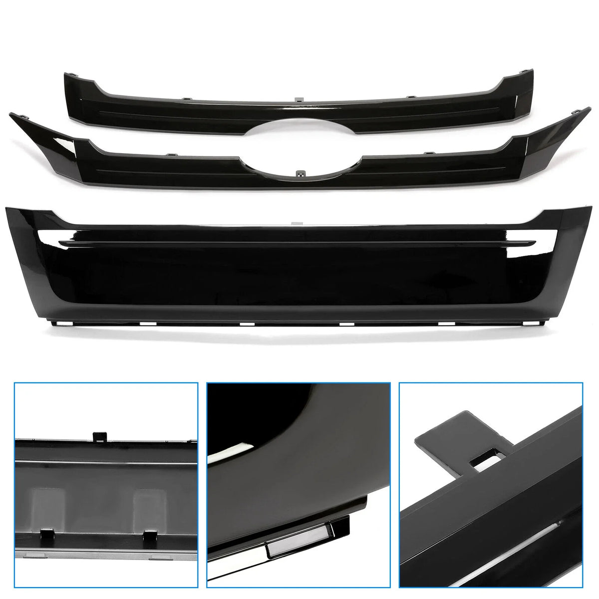 Front Grille Trim Molding Set - 3PCS in Glossy Black for Ford Edge 2011-2014