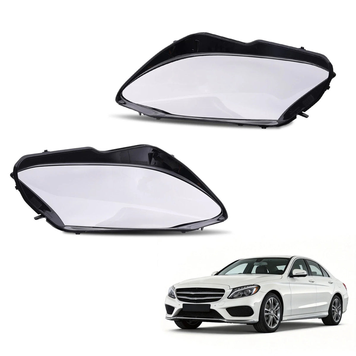 Front Headlight Lens Cover for Mercedes-Benz C-Class (2015–2017)