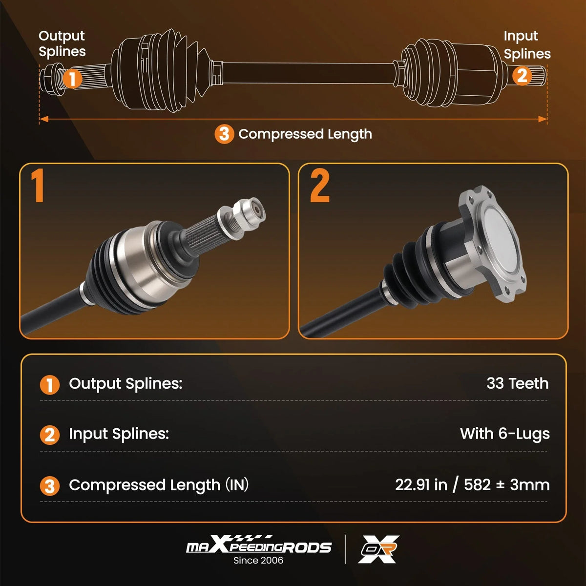 2X 4WD Front CV Axle for Chevy Silverado 1500, Suburban, GMC Tahoe (2007–2014)