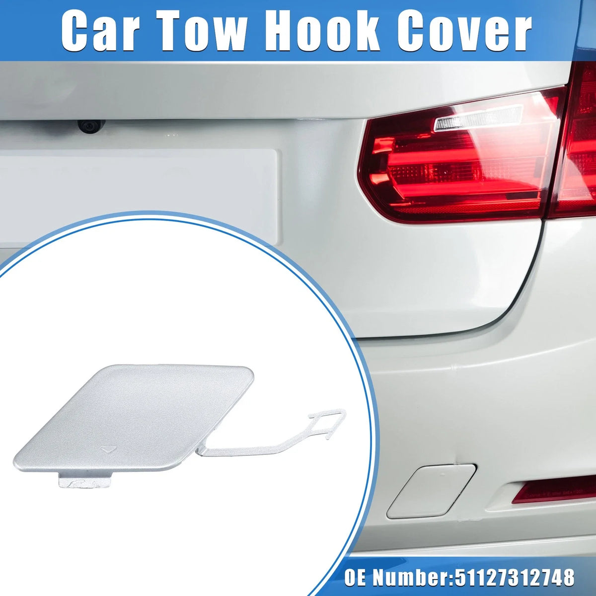 Tow Hook Eye Hole Cover Cap for BMW 3 F30 (2012–2015) Silver Tone