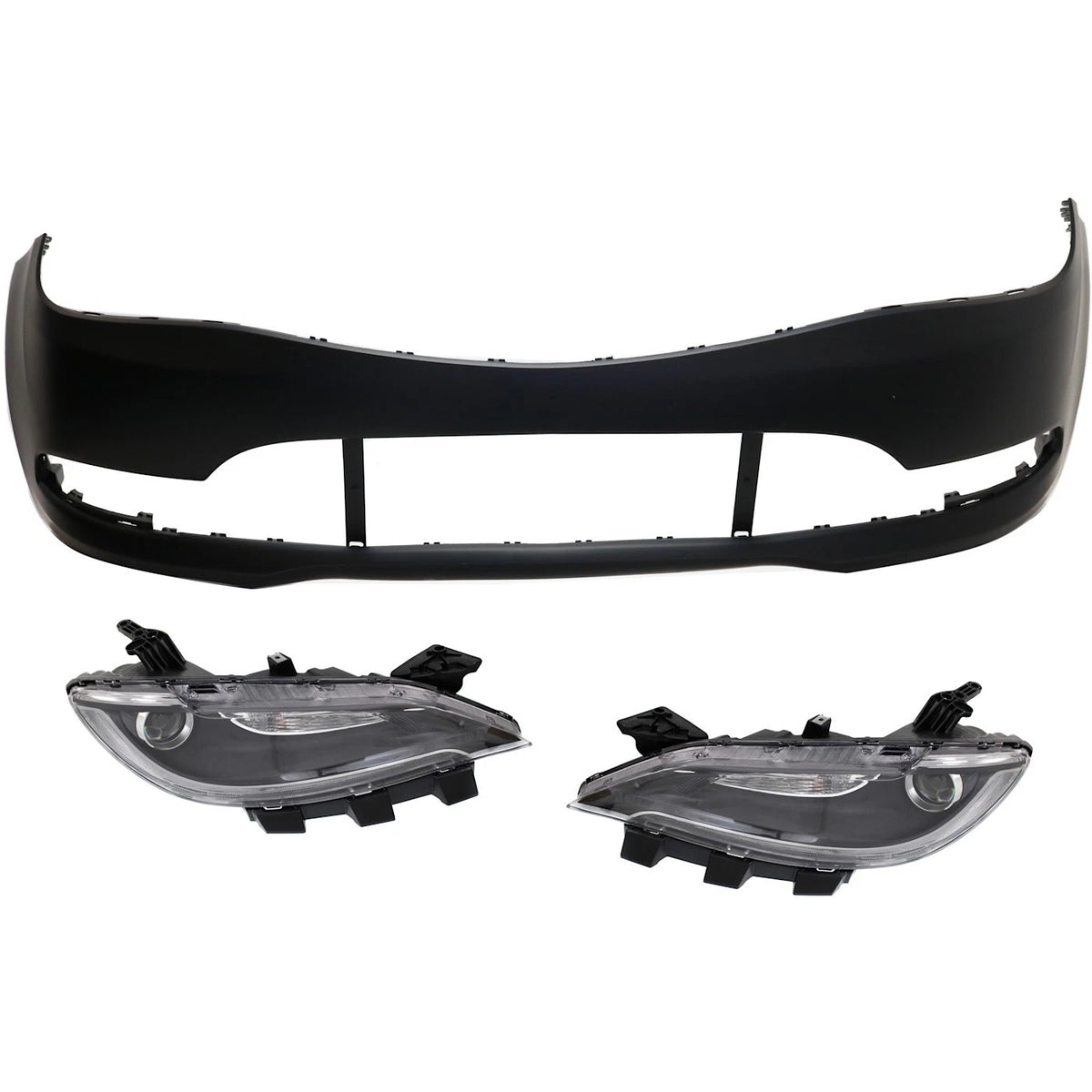 Front Bumper Cover Kit with Headlights for Chrysler 200 (2015–2017)